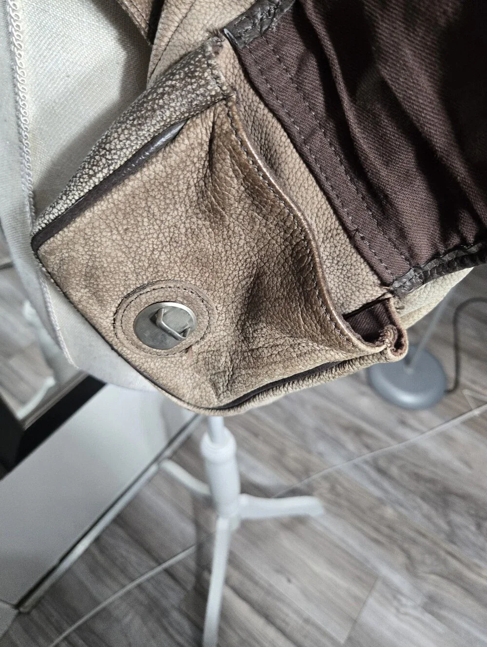 Vintage Light Brown Leather Cowhide Knapsack Backpack For Men